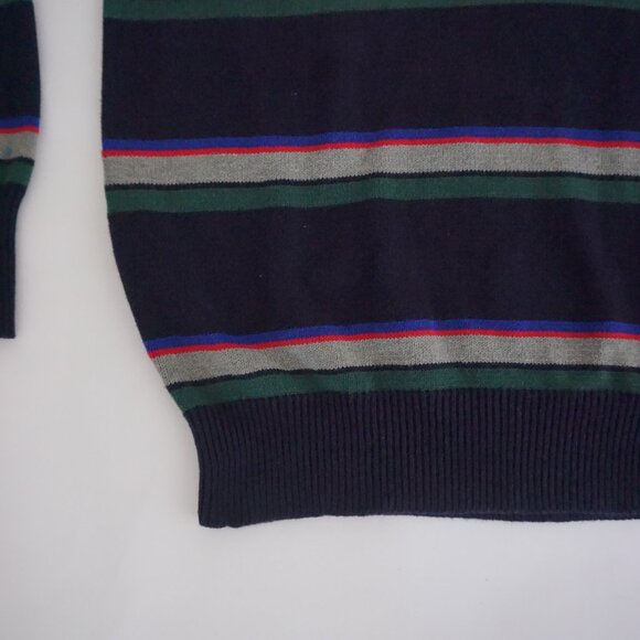 Polo Ralph Lauren Navy Stripe Knit Collared Sweater Old Money Collegiate Large - Picture 6 of 11